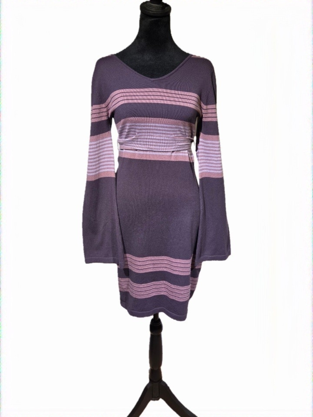 Prana Lavender & Pink Sydney Striped V-Neck Sweater Dress